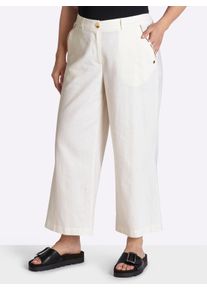 sheego Damen Leinenhose mit Pailletten an den Taschen in ecru ,Gr&ouml;&szlig;e 40, Witt, 55% Leinen, 45% Viskose