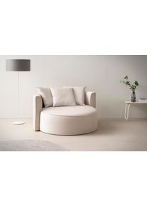 XXL-Sessel "Isalie, Lesesessel, Loveseat, inklusive Zierkissen", beige (creme), B:153cm H:98cm T:145cm, LeGer Home by Lena Gercke, Sessel, XXL-Sessel, extra gro&szlig;e Sitzfl&auml;che, optional mit Hocker, Cord, Samt, Boucl&eacute;
