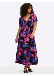 sheego by Joe Browns Damen Jerseykleid mit leuchtendem Blumenmuster in schwarz-pink-gemustert ,Gr&ouml;&szlig;e 40, Witt, 95% Viskose, 5% Elasthan