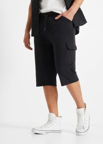 Sweatbermudas bonprix, Herren, Gr. 48/50, N-Gr, schwarz, Sweatware, Obermaterial: 100% Baumwolle, unifarben, regular fit kniebedeckend, Hosen Sweatbermudas, aus Baumwolle, mit zahlreichen Taschen, regular fit, casual Stil