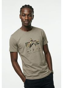 Kurzarmshirt Alpha Industries "Camo PP T", Herren, Gr. S, gr&uuml;n (olive), Single Jersey, Obermaterial: 100% Baumwolle, bedruckt, regular fit normal, Rundhals, Shirts Kurzarmshirt