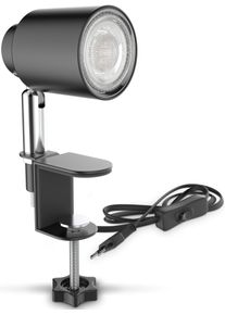 B.K.LICHT Klemmleuchte "BK_KL1353 LED Tischleuchte, Inkl. GU10-Leuchtmittel, Schwenkbar", schwarz, 1, H: 7,4cm, 1 Stk., Leuchten, Schwenkbar, Metall, Schwarz, 3.000K, 400Lm, Klemmbar bis 3cm, 5W, Klemmleuchte