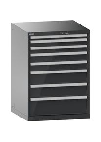 LISTA Ladekast, met accuoplaadfunctie, RFID-slot, B x D x H 717 x 725 x 1000 mm, 8 laden, 2 x 230V, antracietgrijs