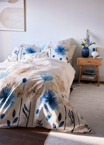 bonprix Lenjerie de pat din mix de bumbac, albastru, 1x 80/80 cm, 1x 135/200 cm