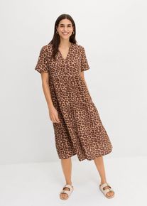 bonprix Sukienka z miękkiego muślinu, brązowy, 50