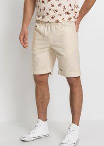 bonprix Bermude din mix vaporos de in, cu șiret &icirc;n talie, Regular Fit, bej, 52