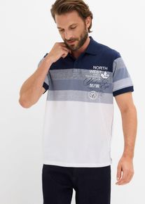 bonprix Bluză polo jerse din bumbac organic 100%, cu m&acirc;neci scurte, albastru, 60/62 (XXL)