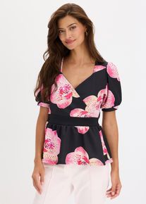 bonprix Női P&oacute;l&oacute; peplummal, fekete, 40/42