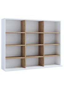 Mid.you Regal, Wei&szlig;, Honigeiche, Holzwerkstoff, 9 F&auml;cher, 102x82x23 cm, stehend, Wohnzimmer, Regale, B&uuml;cherregale