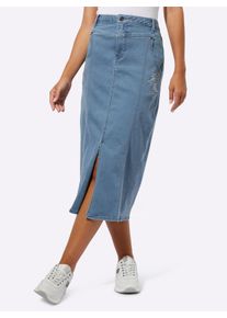 Damen Jeansrock mit Baumwolle und Lyocell in blue-bleached ,Gr&ouml;&szlig;e 44, WITT, 56% Baumwolle, 19% Polyester, 14% Lyocell, 10% Viskose, 1% Elasthan