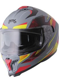 GMS-Moto Gelero, kask pełnotwarzowy , kolor: Matowy Szary/Ż&oacute;łty/Czerwony , rozmiar: S