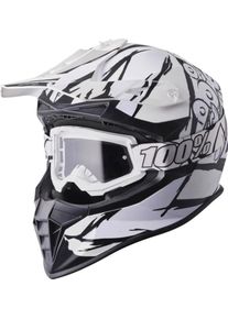 GMS-Moto Fortis Graffi, kask motocrossowy , kolor: Matowy Czarny/Biały , rozmiar: XL