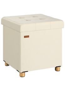 Casaria Stołek Beżowy aksamitny 42x38x38cm składany