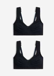 Minimizer-BH i T-shirtmodell utan bygel med ekologisk bomull (2-pack) - svart - storlek 90C - bonprix