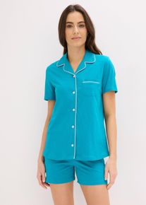 Kort pyjamas med knappsl&aring; - bl&aring; - storlek 40/42 (M) - bonprix