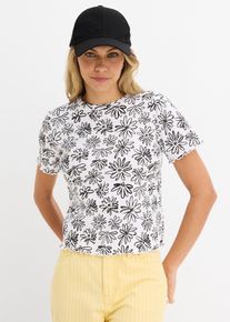 Kort T-shirt i bomullsmix - vit - storlek 40/42 (M) - bonprix