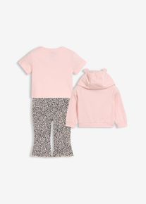 bonprix Jachetă subțire, tricou și colanți din bumbac organic 100% (set/3 piese), bej, 68/74