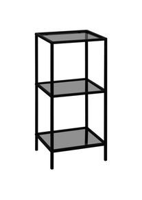 CARRYHOME Regal, Grau, Schwarz, Metall, Glas, 3 F&auml;cher, 37x82.5x33 cm, stehend, Wohnzimmer, Regale, B&uuml;cherregale