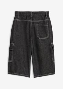 Loose Fit jeansbermudas med kontrasterande s&ouml;mmar - svart - storlek 176 - bonprix