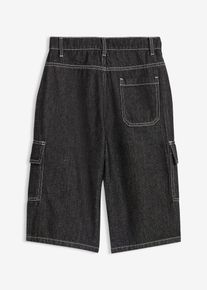 Loose Fit jeansbermudas med kontrasterande s&ouml;mmar - svart - storlek 140 - bonprix