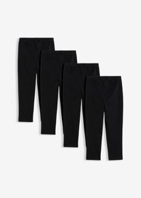 Caprileggings i elastisk bomullsmix (4-pack) - svart - storlek 134 - bonprix