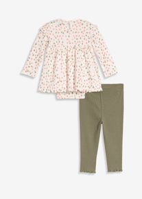 bonprix Rochiță-body și colanți din bumbac organic (set/2 piese), alb, 92/98