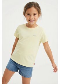 T-Shirt LEVI'S KIDS "LVG BATWING CHEST HIT TEE", M&auml;dchen, Gr. 8 (128), gelb (french vanilla), Jersey, Obermaterial: 100% Baumwolle, Basic schmal h&uuml;ftlang, Rundhals, abgesteppte Kante, Shirts T-Shirt, mit Logo Print for GIRLS