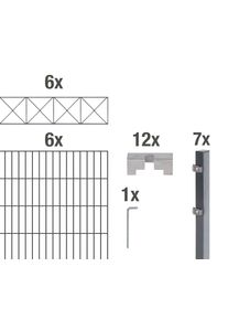Doppelstabmattenzaun Alberts "Nexus", grau (anthrazit), H:160cm, Stahl, Zaunelemente, Doppelstabmattenzaun, anthrazit, H&ouml;he: 100-160cm, Gesamtl&auml;nge: 10-20m, zum Einbetonieren