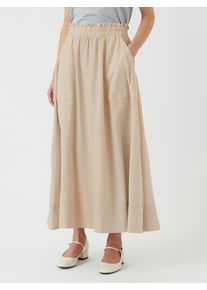 Maxirock Y.A.S "YASFLAXY HW ANKLE SKIRT NOOS", Damen, Gr. 42, beige (birch), Web, Obermaterial: 50% Leinen, 50% Viskose, unifarben, kn&ouml;chellang, R&ouml;cke Maxirock