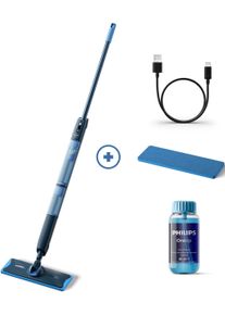 Philips Akku-Wischmopp "OneUp elektrischer Wischer 5000 Series XV5113/01", blau, B:35cm H:142,4cm T:12cm, Akkusauger, 70 min Akku-Laufzeit, inkl. 1 Pad und 40 ml Reiniger, Akku-Wischmopp