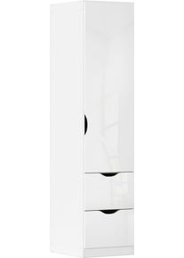 Kleiderschrank Rauch "Freiham", wei&szlig; (wei&szlig; hochglanz), B:47cm H:197cm T:54cm, Holzwerkstoff, Schr&auml;nke, Kleiderschrank, mit Griffmulden und Schubk&auml;sten