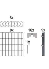 Doppelstabmattenzaun Alberts "Eleganz", grau (anthrazit), H:160cm, Stahl, Zaunelemente, Doppelstabmattenzaun, anthrazit, H&ouml;he: 100-160cm, Gesamtl&auml;nge: 10-20m, zum Einbetonieren