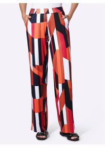 Webhose Heine, Damen, Gr. 50, Normalgr&ouml;&szlig;en, orange, marine, bedruckt, 95% Polyester, 5% Elasthan, bedruckt, gemustert, mehrfarbig, Hosen Webhose