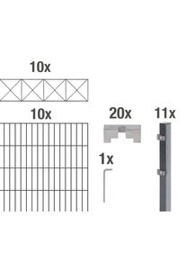Doppelstabmattenzaun Alberts "Nexus", grau (anthrazit), H:140cm, Stahl, Zaunelemente, Doppelstabmattenzaun, anthrazit, H&ouml;he: 100-160cm, Gesamtl&auml;nge: 10-20m, zum Einbetonieren