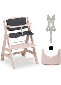 Hochstuhl hauck "Beta+", Kinder, Gr. B/H/T: 48cm x 79cm x 58cm, wei&szlig; (wei&szlig;washed, anthrazit), Kunststoff, Massivholz, Polyester, Stahl, St&uuml;hle Hochstuhl, mit Holzr&auml;dern