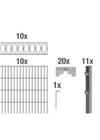 Doppelstabmattenzaun Alberts "Eleganz", grau (anthrazit), H:120cm, Stahl, Zaunelemente, Doppelstabmattenzaun, anthrazit, H&ouml;he: 100-160cm, Gesamtl&auml;nge: 10-20m, zum Einbetonieren