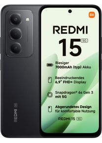 Xiaomi Smartphone "Redmi 15 5G 256 GB", Energieeffizienz: B, schwarz (midnight schwarz), 256 GB, Mobiltelefone, Smartphone