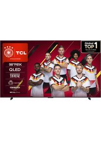 TCL QLED-Fernseher "98P81KX1", Energieeffizienz: E, schwarz, 98 &Prime;, Fernseher, 144Hz, Multi-HDR, Dolby Vision, Game Master, Smart TV, Apple TV, ONKYO, QLED-Fernseher