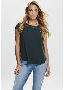 Kurzarmbluse Only "ONLVIC &ndash; feminines Blusenshirt in lockerer Form", Damen, Gr. 36, gr&uuml;n gables, Web, Obermaterial: 97% Polyester, 3% Elasthan, unifarben, regular fit Po-bedeckend, Rundhals, Blusen Kurzarmbluse, Materialmix, regular fit