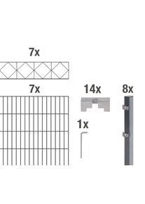 Doppelstabmattenzaun Alberts "Bergen", grau (anthrazit), H:100cm, Stahl, Zaunelemente, Doppelstabmattenzaun, anthrazit, H&ouml;he: 100-160cm, Gesamtl&auml;nge: 10-20m, zum Einbetonieren