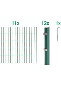 Doppelstabmattenzaun Alberts "Grundset", gr&uuml;n, H:100cm, Stahl, Zaunelemente, Doppelstabmattenzaun, H&ouml;he: 80-160 cm, Gesamtl&auml;nge: 4-30 m, zum Einbetonieren