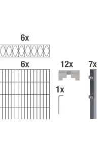 Doppelstabmattenzaun Alberts "Eleganz", grau (anthrazit), H:120cm, Stahl, Zaunelemente, Doppelstabmattenzaun, anthrazit, H&ouml;he: 100-160cm, Gesamtl&auml;nge: 10-20m, zum Einbetonieren
