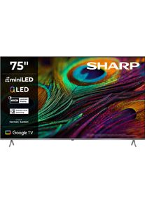 Sharp QLED Mini LED-Fernseher "4T-C75JPx", Energieeffizienz: E, silber, 75 &Prime;, Fernseher, QLED Mini LED-Fernseher