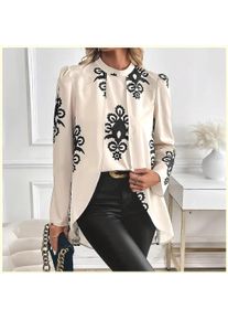 2026 Fashion Women's Long Sleeve Print Blouse, Elegant Office Top with Fake Two-Piece Design