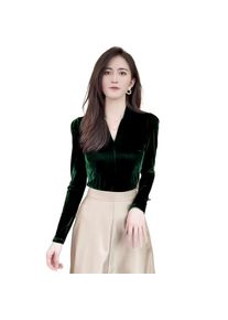 Fashion elegant V-neck long sleeve Velour shirts Korean streetwear Women slim velvet blouse Plus size Autumn Basic vintage Tops
