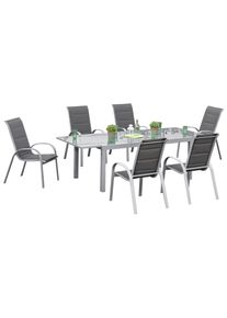 Gartenm&ouml;bel Set 7-tlg Amalfi di Lusso Metall/Glas/Textil