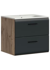 Waschtischkombi Ice Schwarz/Eiche dunkel