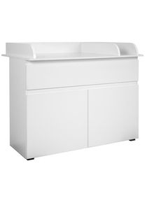 P & B , Wei&szlig; , Holzwerkstoff , 2 F&auml;cher , 1 Schublade(n) Schubladen , 120x102x77 cm , Baby, Babyzimmer, Wickelkommoden