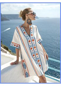 Women's 2025 Summer V-Neck Floral Print Loose Beach Dress, Casual Holiday Maxi Vestidos De Verano(72 characters)