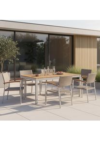 Gartengarnitur 5-tlg. Silano Alu/Holz/Kunststoff